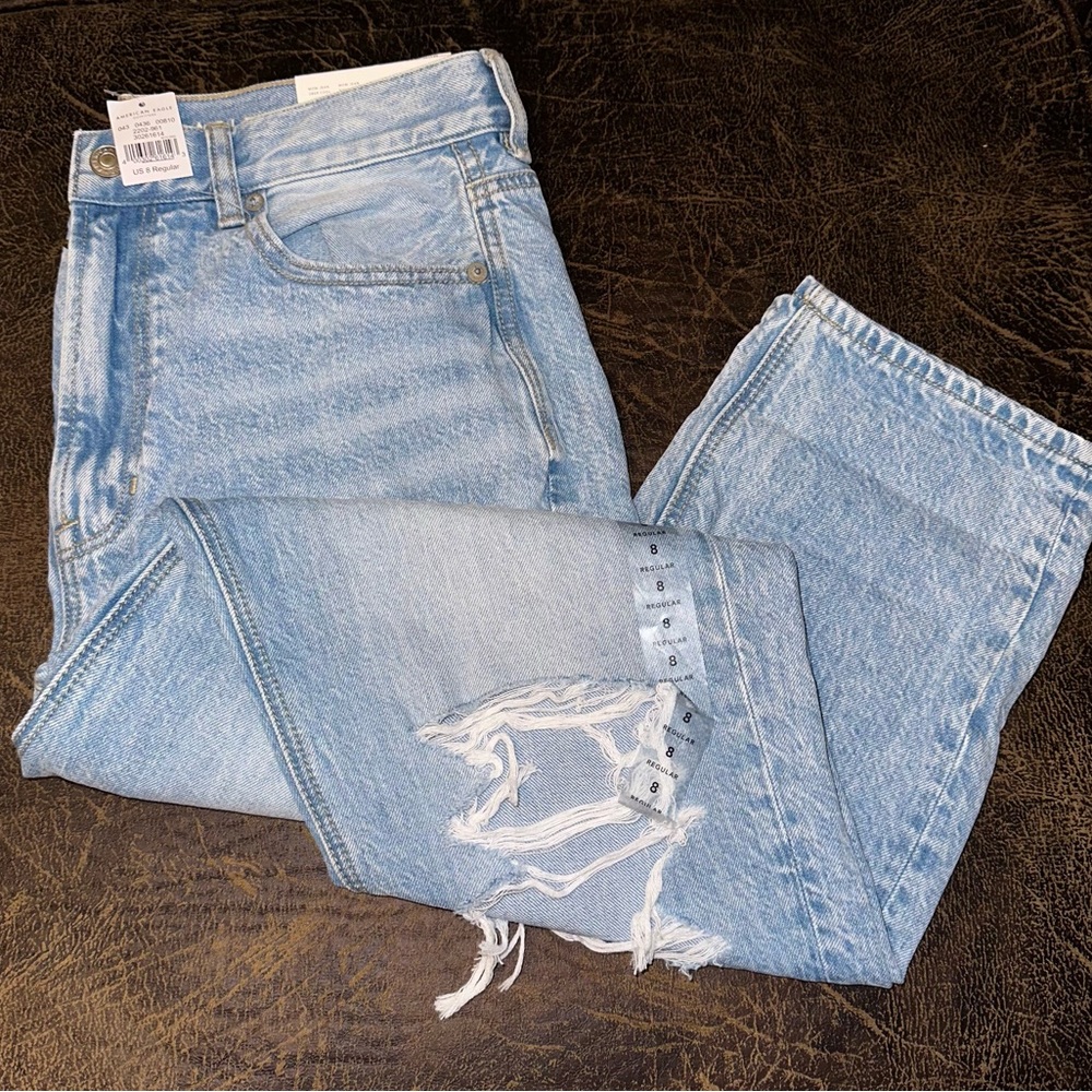 AE Distressed Mom Jeans